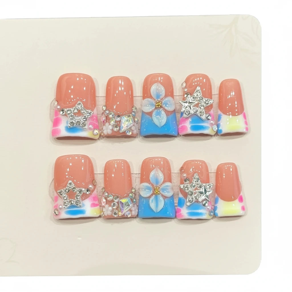10 PCS Luxury Handmade Press on Nails Duckbill Style