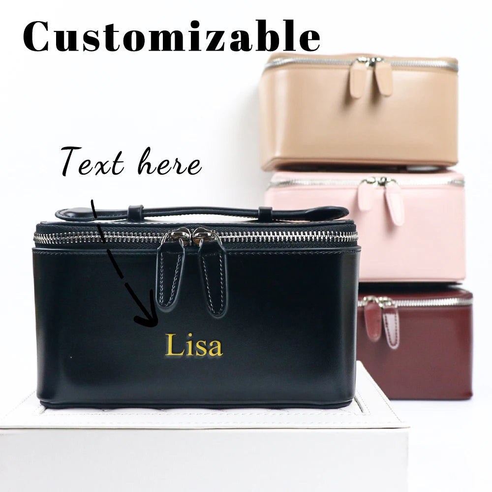 PU Leather Vanity makeup bag - Name customizable