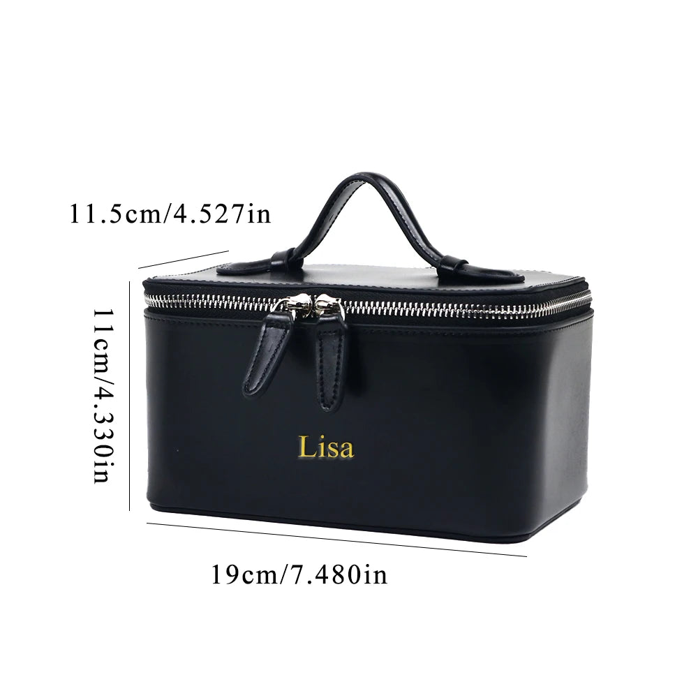 PU Leather Vanity makeup bag - Name customizable